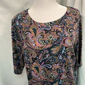 D & Co Active 1X Paisley‎ Top Round Colorful Outdoors Garden Ruched Sides Comfy